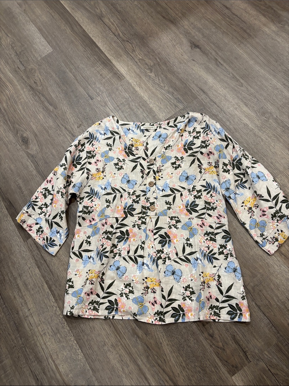 Laura Bianchi 100% Linen Floral Blouse S